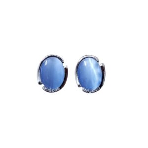 Omega Blue Pearl Stone Stud Earring