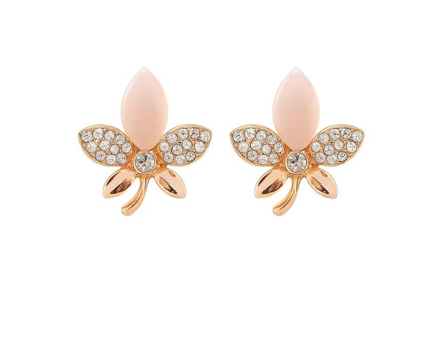 Light Pink Butterfly Kisses Stone Stud Earrings
