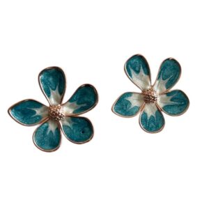 Korean Enamel white base blue shaded earring