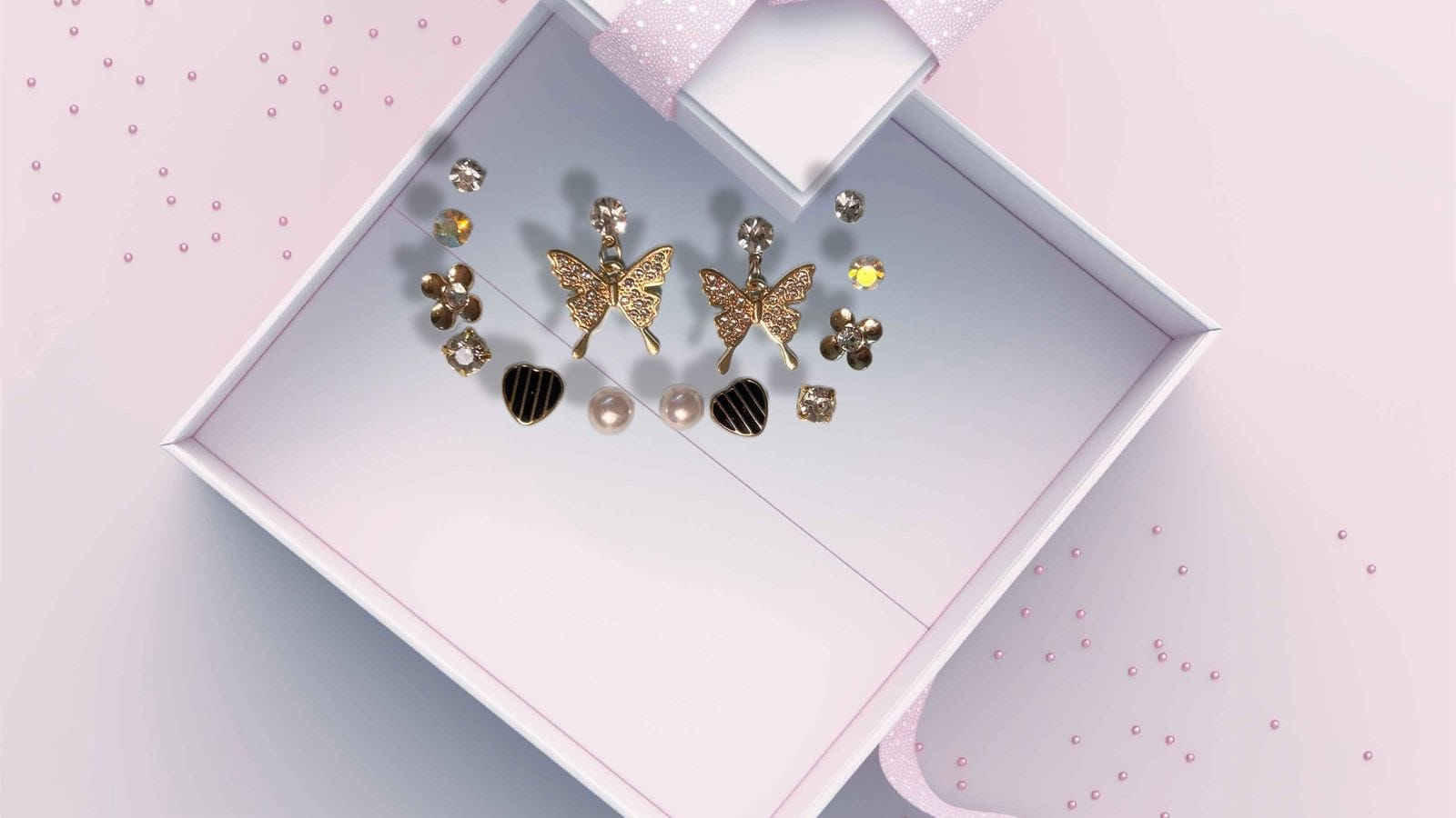 Korean Elegant Combo: 7-Piece Gold Butterfly Earring Set - Image 2
